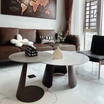 белый современный мраморный журнальный столик круглый гостиная черный приставной столик мобильная спальня мюбли Hogar Садовая мебель Наборы Mzy