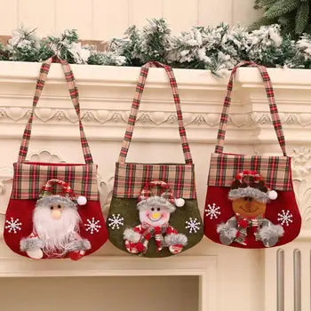 Рождественский мешок для конфет Изысканные мультяшные подарочные пакеты Санта-Клауса Высококачественная тканевая праздничная сумочка для вечеринок, подарков, украшений