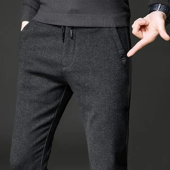 2024 Новые мужские повседневные брюки высокого класса осень и зима Новая корейская версия узких прямых брюк Тренд с деловыми брюками