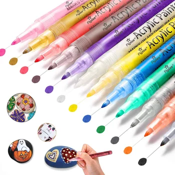 Акриловые ручки для рисования - Очень тонкий наконечник для краски - 12 цветов Ручки для керамики, стекла, камня, ткани и дизайна кружек своими руками
