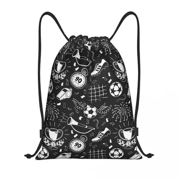 Футбол Футбол Спортивный узор Кулиска Рюкзак Спортивная спортивная сумка для женщин и мужчин Тренировочный мешок