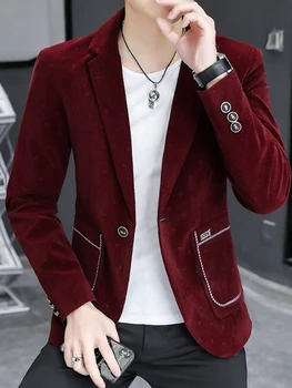 Новый мужской модный бренд Блейзер Одна пуговица Британский стиль Повседневный приталенный костюмный пиджак Мужские пиджаки Мужское пальто Куртка для мужчин 3XL