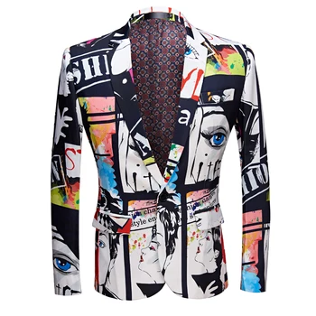 Мужчины Пиджаки Тонкие Пользовательские Модные Мальчики Мужская 3D Граффити Принт Одежда Летняя Куртка Мужчина Оверсайз Повседневные Костюмы Топы