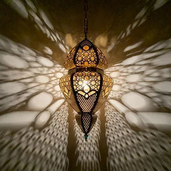 Золотой дом Крытый Деко Дубай Подвесной потолочный светильник Арабская лампа Освещение Марокканская лампа Люстра Подвесные светильники