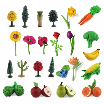 реалистичные мини-фрукты, овощи, деревья, цветы, растения, сцена, модель, фигурки, декорации, развивающие познавательные фигурки, игрушки для детей