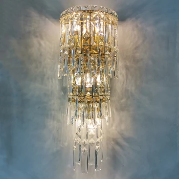 Роскошный хрустальный настенный светильник для гостиной фоновая стена спальня прикроватная прикроватная столовая хрустальная лампа