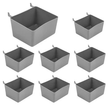 8 шт. Комплект корзин для пегбордов Хранение деталей Pegboard Аксессуары для пегбордов Ящики для верстака для организации оборудования (серый)