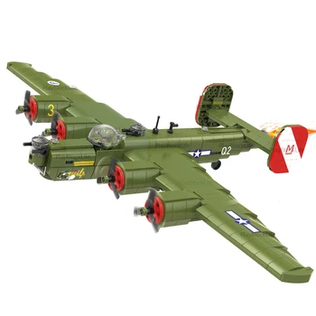 WW2 Military Series US B24 Дальний стратегический бомбардировщик Коллекция Строительные блоки Кирпичи Игрушки Подарки