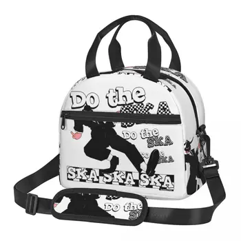 2 тона SKA Skank Dance Hardcore Punk Термоизолированная сумка для ланча Черный Белый SKA-ROCK Check Food Bag Термоохладитель Ланч-боксы