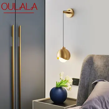  OULALA Современный светодиодный внутренний настенный бра Латунь Творческая простота Золотая стеклянная прикроватная лампа для домашнего декора спальни