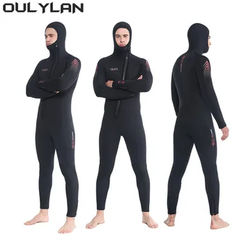 Oulylan Подводная охота Акваланг 7 мм Гидрокостюм Мужчины Цельный утолщенный холодный и теплый CR Супер эластичный водолазный костюм Неопрен Серфинг