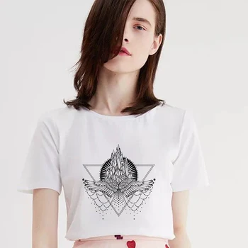 Новая ретро темная футболка с принтом с коротким рукавом женская хипстерская футболка Harajuku Белая корейская футболка с тонким сечением женские топы одежда