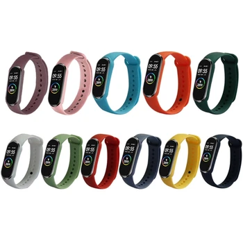 Силиконовый ремешок для Mi Band 6 5 Водонепроницаемый Прочный для смарт-часов Модные браслеты Замена спортивного браслета