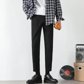 Брюки Мужские корейские модные хип-хоп классические костюмные брюки 2023 Мужчины Негабаритные дышащие тонкие ноги Повседневные прямые брюки Z108